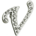 Rhinestone Letter V Pin